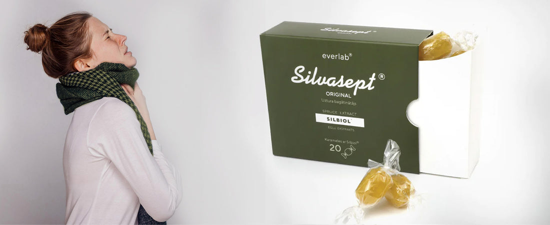 Kā tikt galā ar vīrusa izraisītu nepatīkamo sajūtu, sāpēm kaklā un klepu ar Silvasept® original.